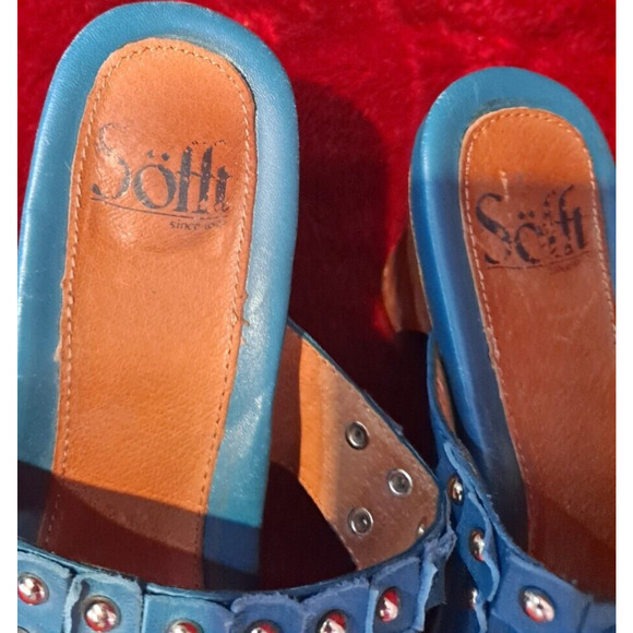 Söfft Clogs Wedges Sexy Gold Studded Pumps High Heels Women's Shoes Sz 7.5M - Picture 3 of 13